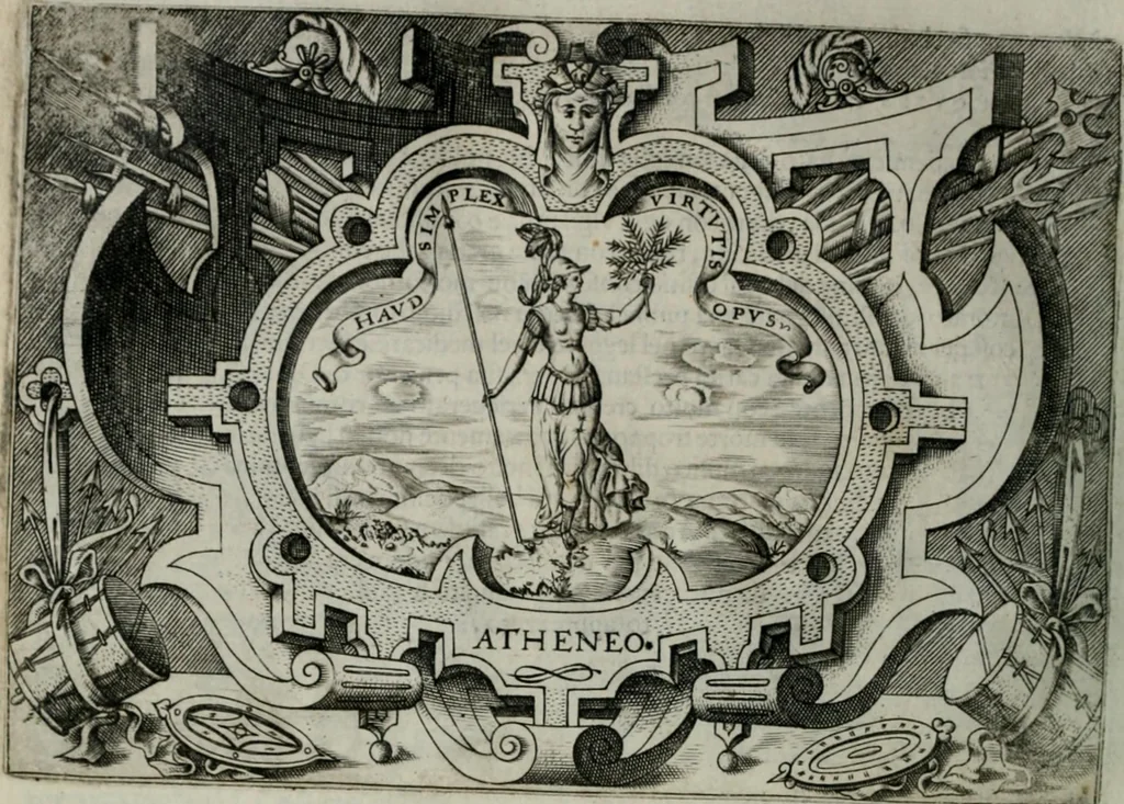 An illustration from Ragionamento di Luca Contile sopra la proprietà delle imprese con le particolari de gli academici Affidati et con le interpretationi et croniche .., 1574, leaf 135