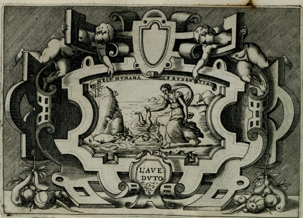 An illustration from Ragionamento di Luca Contile sopra la proprietà delle imprese con le particolari de gli academici Affidati et con le interpretationi et croniche .., 1574, leaf 139