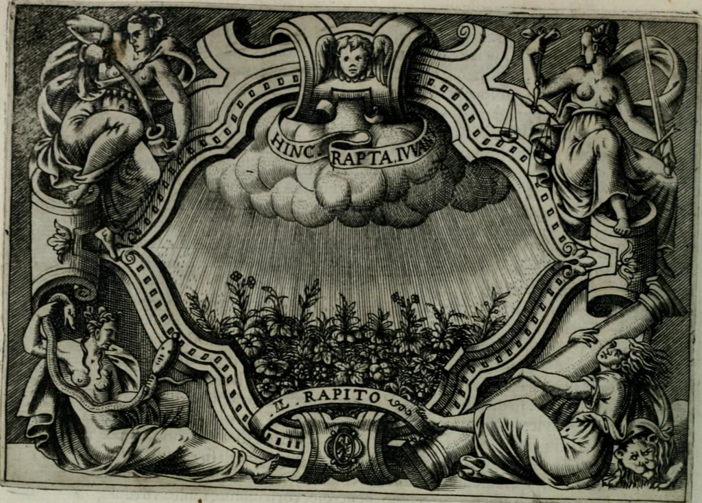 An illustration from Ragionamento di Luca Contile sopra la proprietà delle imprese con le particolari de gli academici Affidati et con le interpretationi et croniche .., 1574, leaf 141