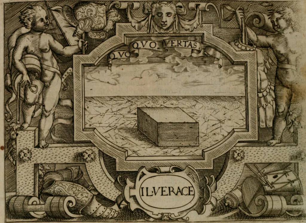 An illustration from Ragionamento di Luca Contile sopra la proprietà delle imprese con le particolari de gli academici Affidati et con le interpretationi et croniche .., 1574, leaf 159