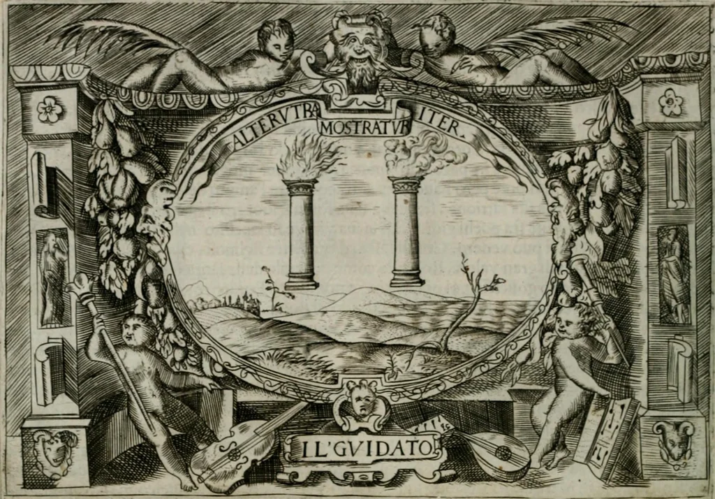 An illustration from Ragionamento di Luca Contile sopra la proprietà delle imprese con le particolari de gli academici Affidati et con le interpretationi et croniche .., 1574, leaf 181