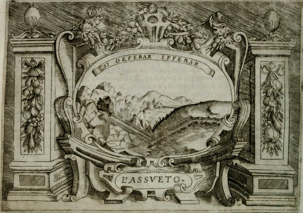 An illustration from Ragionamento di Luca Contile sopra la proprietà delle imprese con le particolari de gli academici Affidati et con le interpretationi et croniche .., 1574, leaf 301