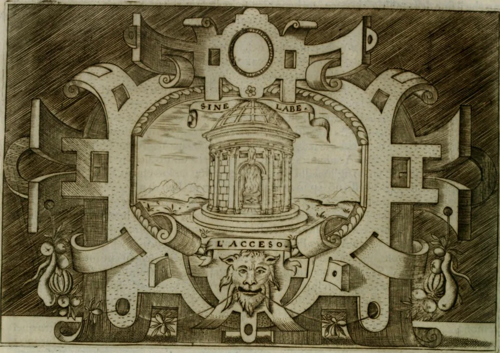 An illustration from Ragionamento di Luca Contile sopra la proprietà delle imprese con le particolari de gli academici Affidati et con le interpretationi et croniche .., 1574, leaf 315