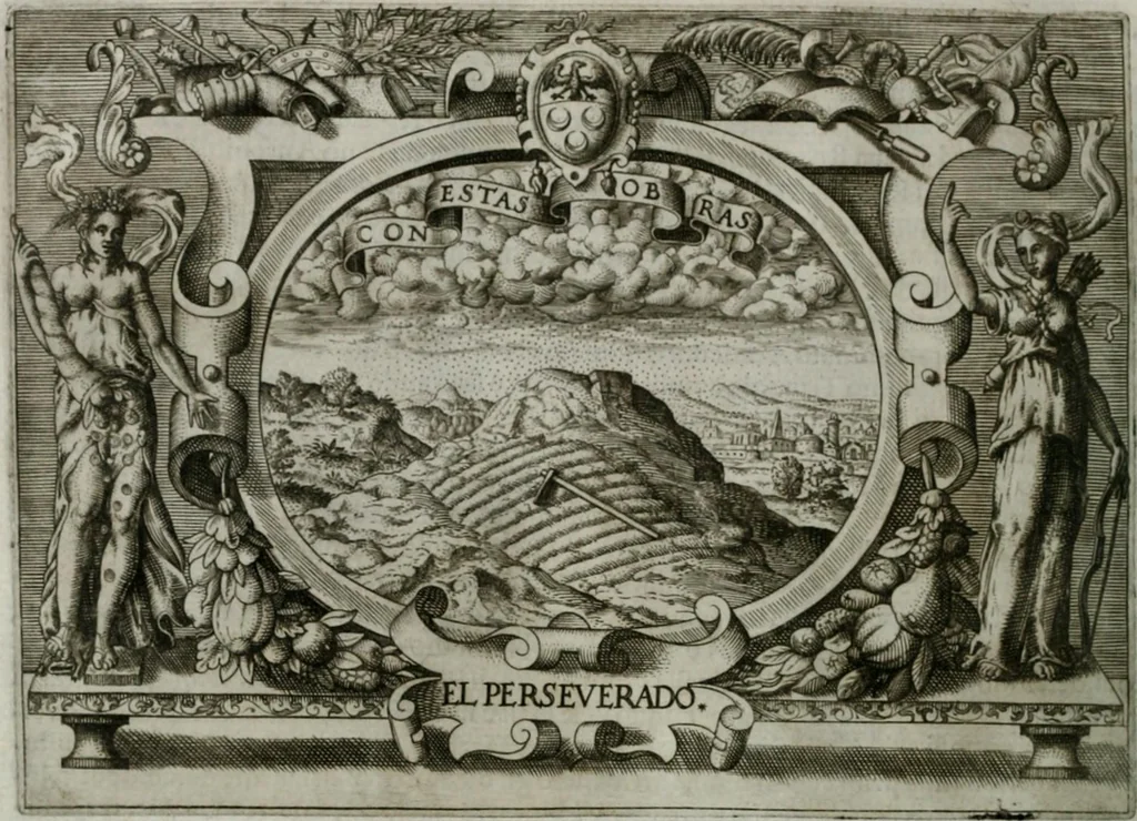 An illustration from Ragionamento di Luca Contile sopra la proprietà delle imprese con le particolari de gli academici Affidati et con le interpretationi et croniche .., 1574, leaf 327