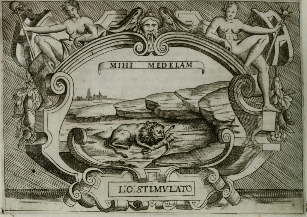 An illustration from Ragionamento di Luca Contile sopra la proprietà delle imprese con le particolari de gli academici Affidati et con le interpretationi et croniche .., 1574, leaf 329