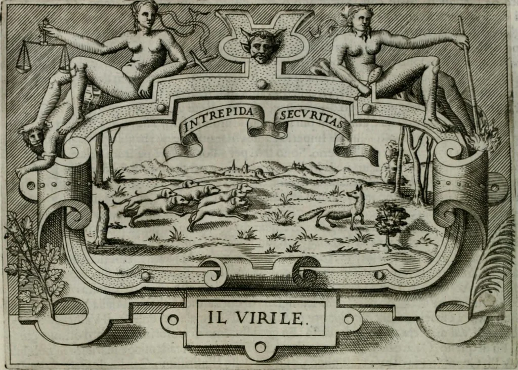 An illustration from Ragionamento di Luca Contile sopra la proprietà delle imprese con le particolari de gli academici Affidati et con le interpretationi et croniche .., 1574, leaf 331