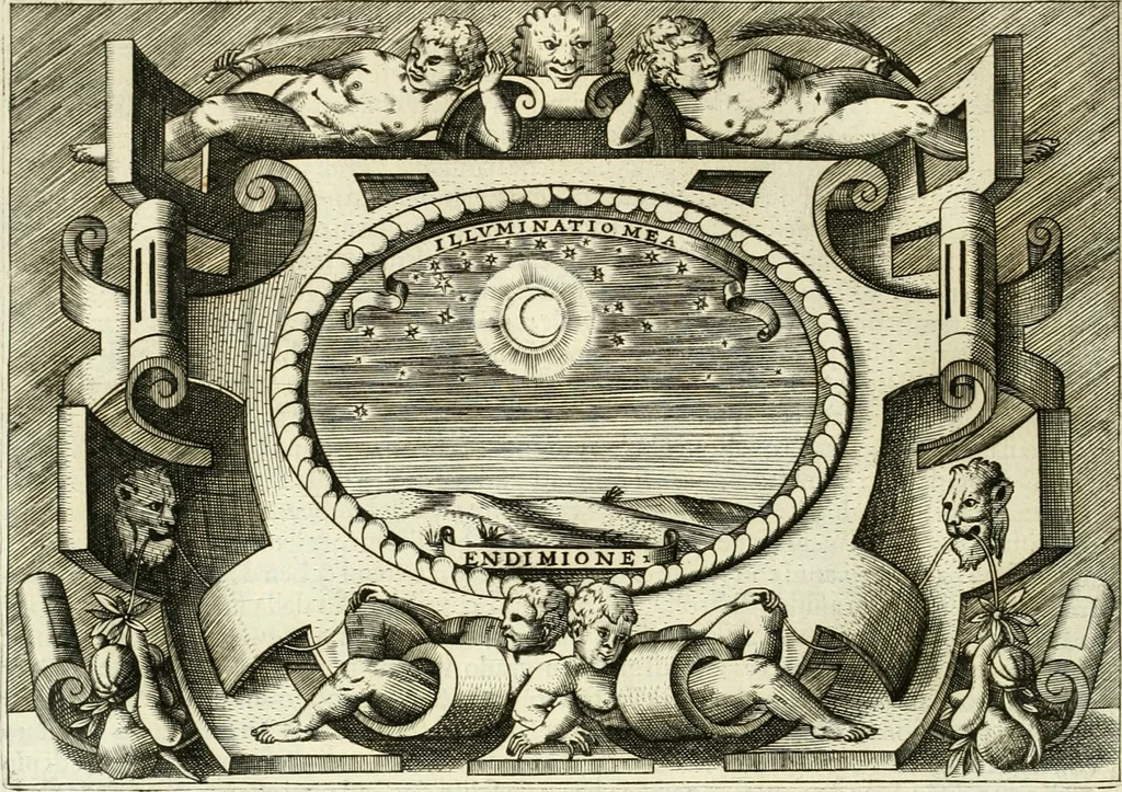 An illustration from Ragionamento di Lvca Contile sopra la proprietà delle imprese : con le particolari de gli academici Affidati et con le interpretationi et croniche, 1574, leaf 115