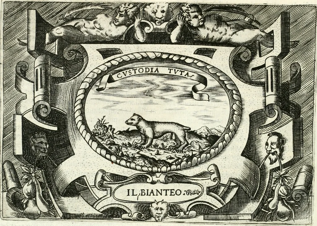 An illustration from Ragionamento di Lvca Contile sopra la proprietà delle imprese : con le particolari de gli academici Affidati et con le interpretationi et croniche, 1574, leaf 127