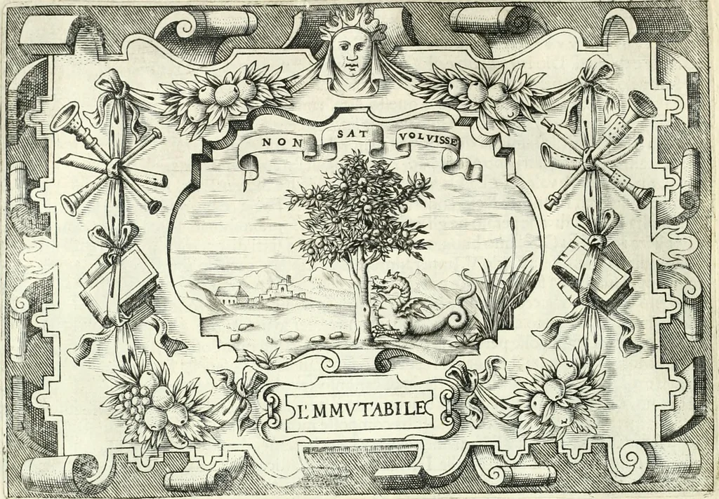An illustration from Ragionamento di Lvca Contile sopra la proprietà delle imprese : con le particolari de gli academici Affidati et con le interpretationi et croniche, 1574, leaf 129