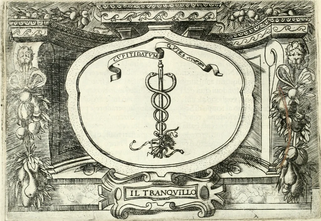 An illustration from Ragionamento di Lvca Contile sopra la proprietà delle imprese : con le particolari de gli academici Affidati et con le interpretationi et croniche, 1574, leaf 131
