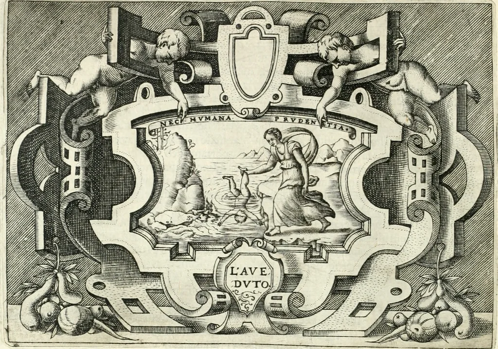 An illustration from Ragionamento di Lvca Contile sopra la proprietà delle imprese : con le particolari de gli academici Affidati et con le interpretationi et croniche, 1574, leaf 137
