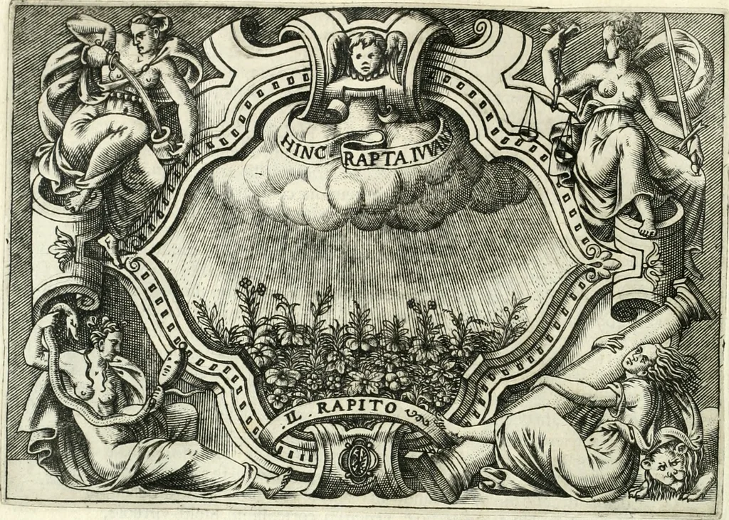 An illustration from Ragionamento di Lvca Contile sopra la proprietà delle imprese : con le particolari de gli academici Affidati et con le interpretationi et croniche, 1574, leaf 139