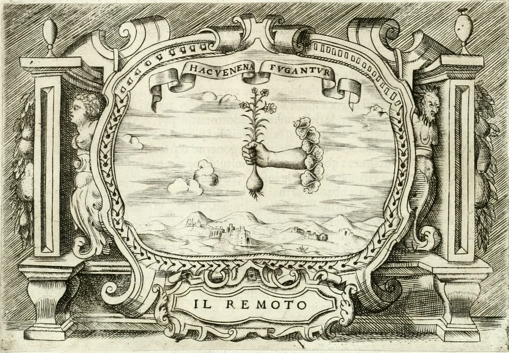 An illustration from Ragionamento di Lvca Contile sopra la proprietà delle imprese : con le particolari de gli academici Affidati et con le interpretationi et croniche, 1574, leaf 171