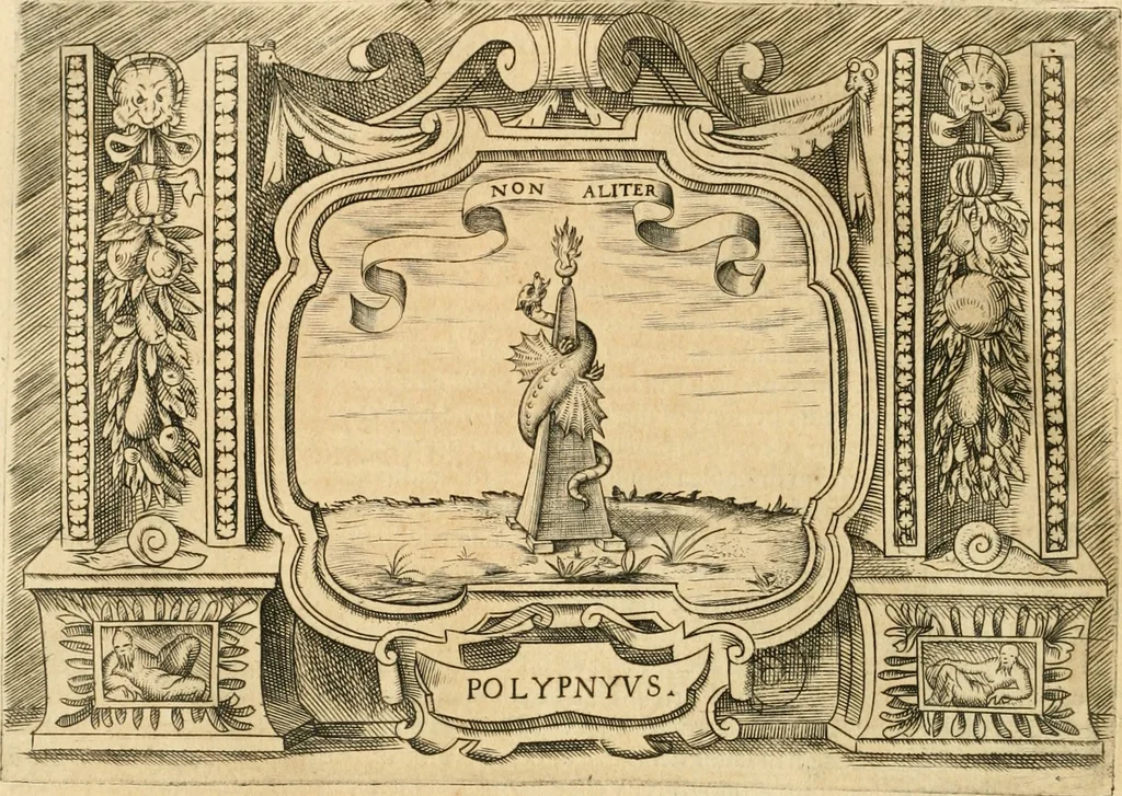 An illustration from Ragionamento di Lvca Contile sopra la proprietà delle imprese : con le particolari de gli academici Affidati et con le interpretationi et croniche, 1574, leaf 209