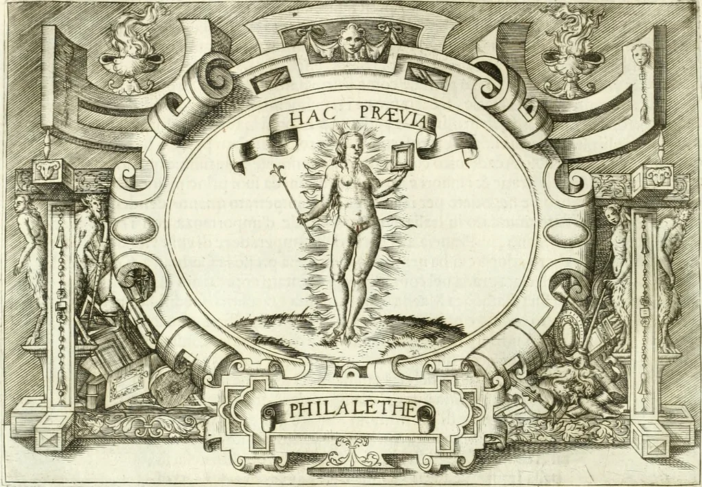 An illustration from Ragionamento di Lvca Contile sopra la proprietà delle imprese : con le particolari de gli academici Affidati et con le interpretationi et croniche, 1574, leaf 257