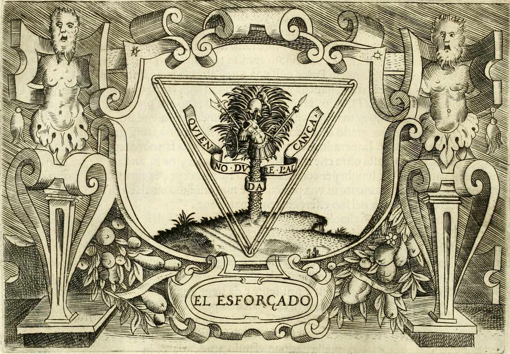 An illustration from Ragionamento di Lvca Contile sopra la proprietà delle imprese : con le particolari de gli academici Affidati et con le interpretationi et croniche, 1574, leaf 263