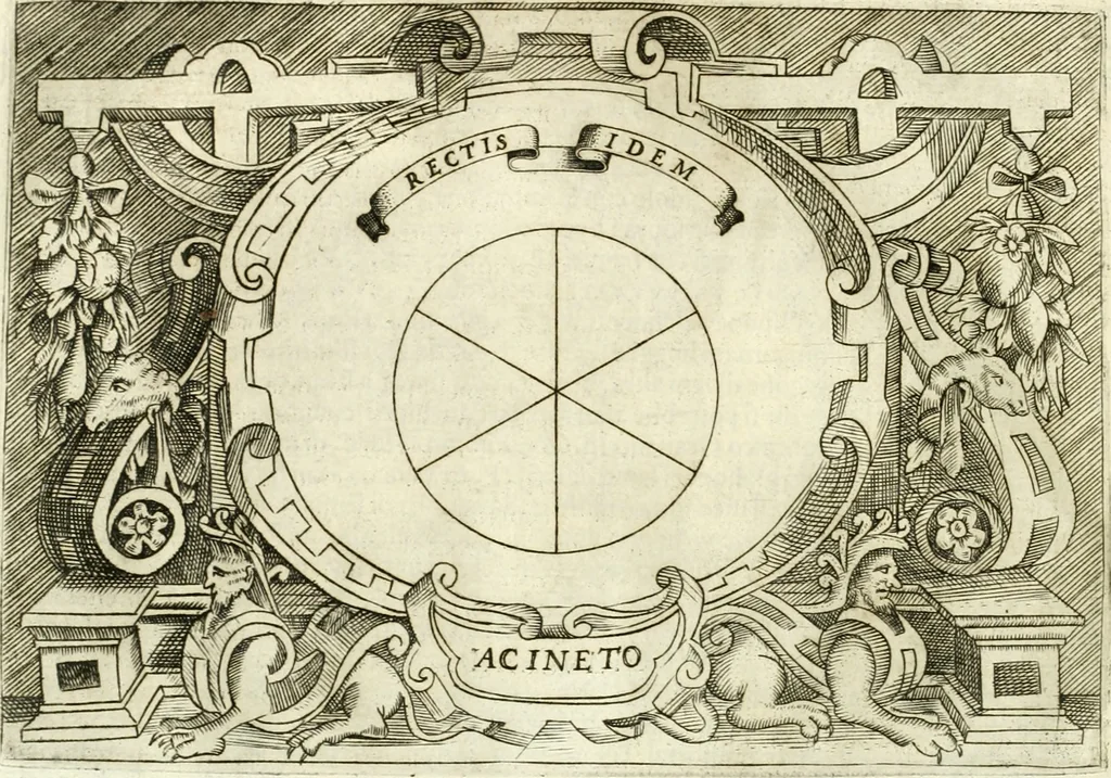 An illustration from Ragionamento di Lvca Contile sopra la proprietà delle imprese : con le particolari de gli academici Affidati et con le interpretationi et croniche, 1574, leaf 283
