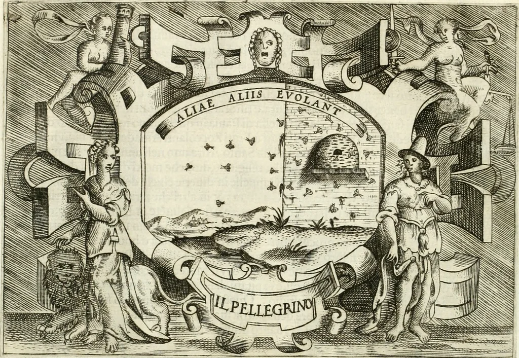 An illustration from Ragionamento di Lvca Contile sopra la proprietà delle imprese : con le particolari de gli academici Affidati et con le interpretationi et croniche, 1574, leaf 307
