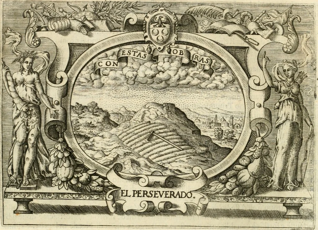 An illustration from Ragionamento di Lvca Contile sopra la proprietà delle imprese : con le particolari de gli academici Affidati et con le interpretationi et croniche, 1574, leaf 325