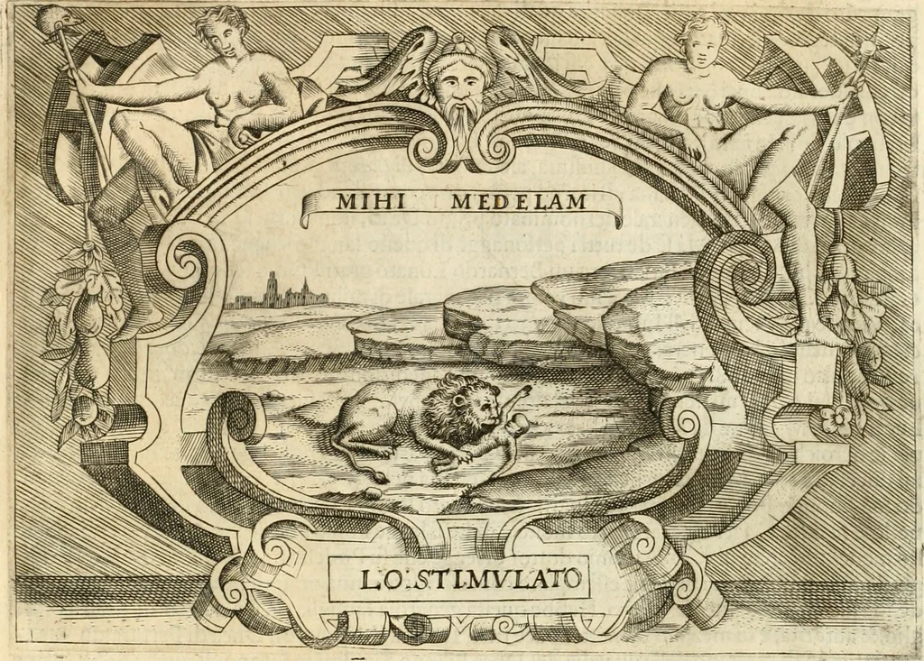 An illustration from Ragionamento di Lvca Contile sopra la proprietà delle imprese : con le particolari de gli academici Affidati et con le interpretationi et croniche, 1574, leaf 327