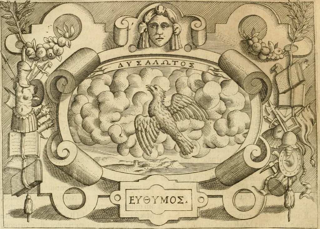 An illustration from Ragionamento di Lvca Contile sopra la proprietà delle imprese : con le particolari de gli academici Affidati et con le interpretationi et croniche, 1574, leaf 331