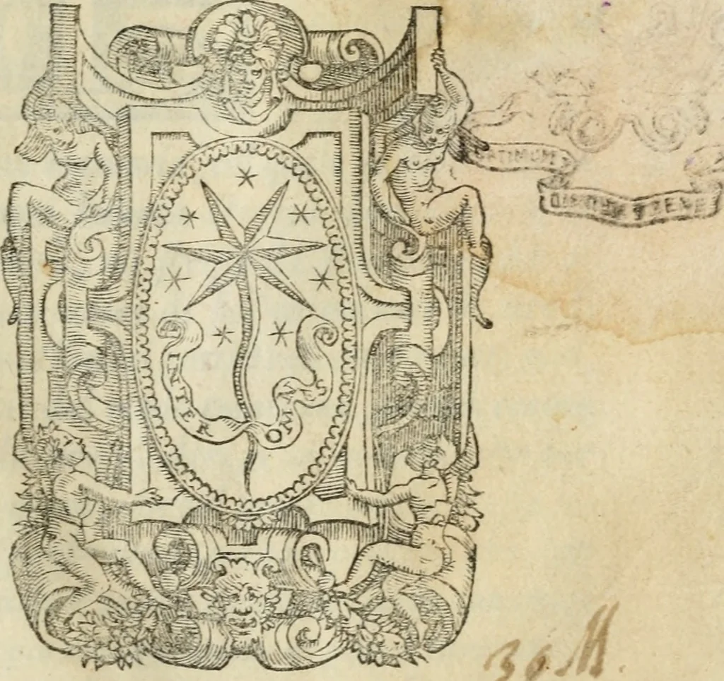 An illustration from Ragionamento di mons. Paolo Giovio sopra i motti, & disegni d'arme, & d'amore, che communemente chiamano imprese : con vn discorso di Girolamo Ruscelli, intorno allo stesso soggetto, 1556, leaf 2
