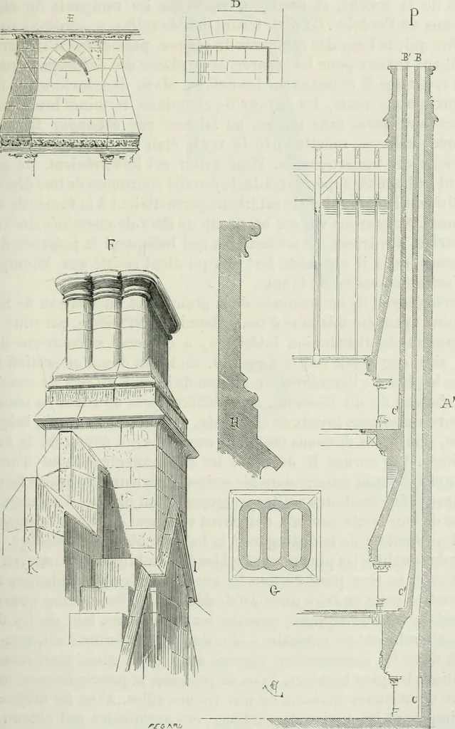 An illustration from Dictionnaire raisonné de l'architecture française du XIe au XVIe siècle, 1875, leaf 222