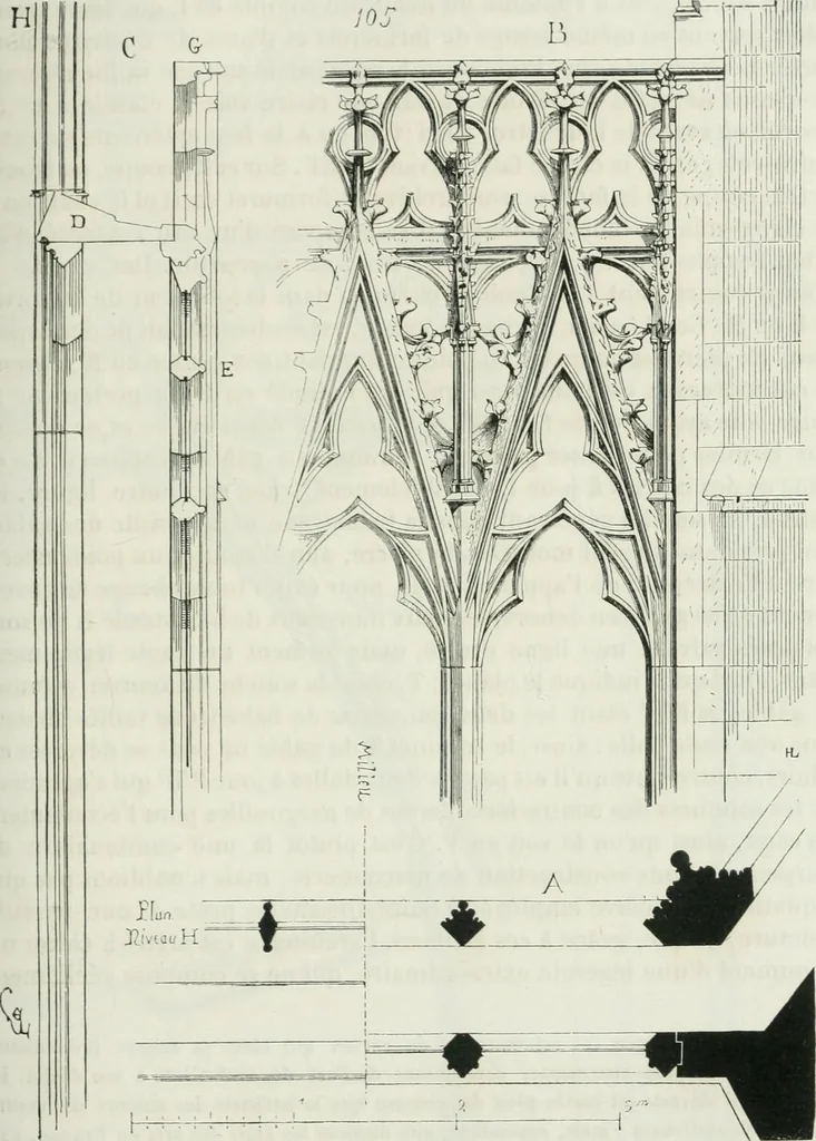 An illustration from Dictionnaire raisonné de l'architecture française du XIe au XVIe siècle, 1875, leaf 198