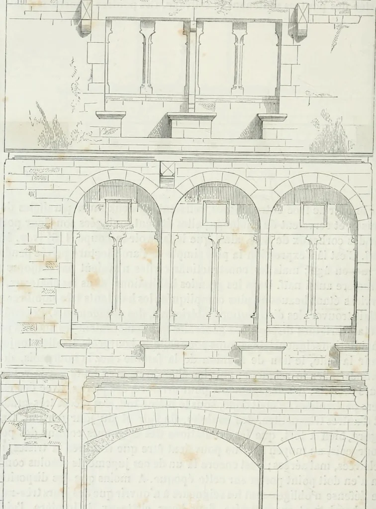An illustration from Dictionnaire raisonné de l'architecture française du XIe au XVIe siècle, 1875, leaf 221