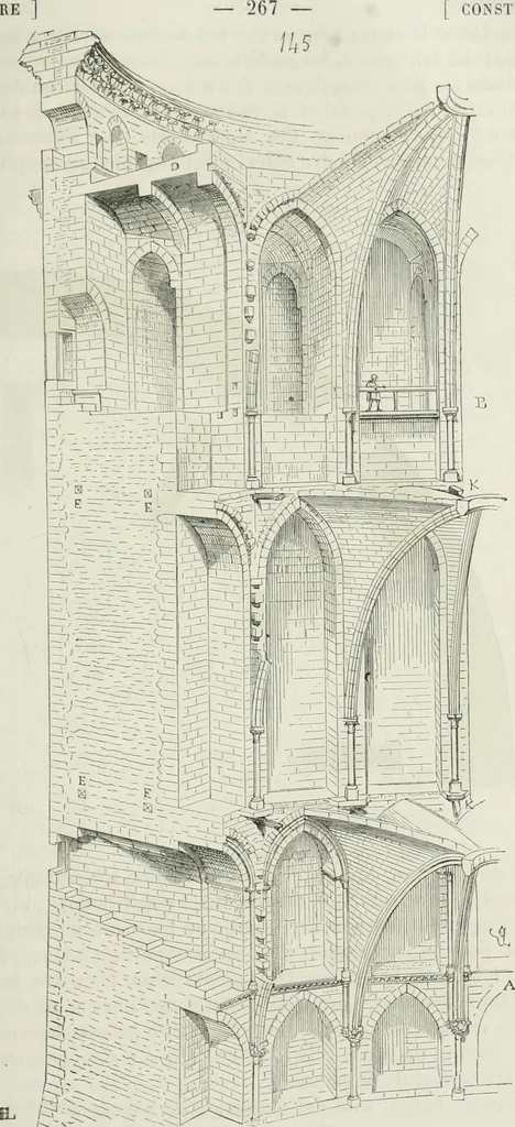 An illustration from Dictionnaire raisonné de l'architecture française du XIe au XVIe siècle, 1875, leaf 276