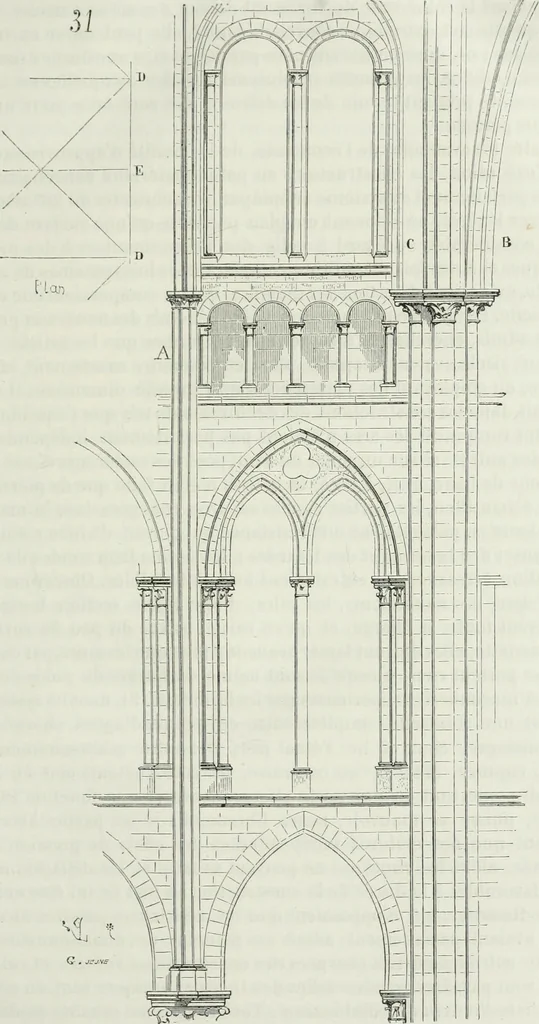 An illustration from Dictionnaire raisonné de l'architecture française du XIe au XVIe siècle, 1875, leaf 62
