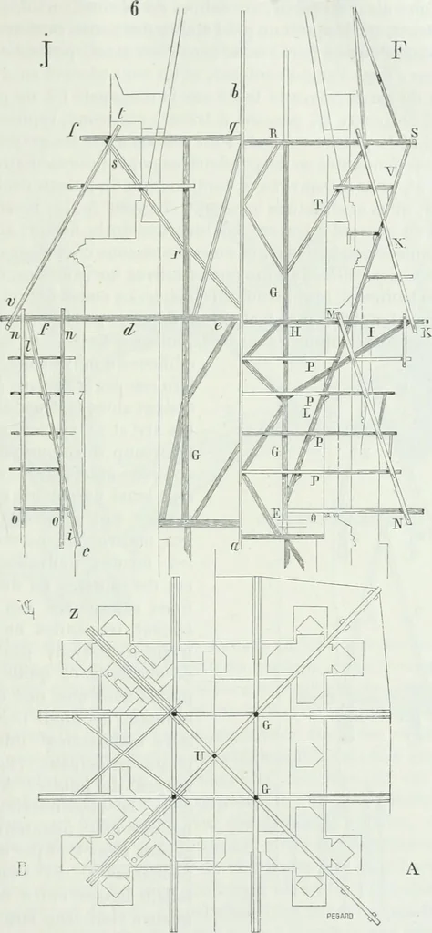 An illustration from Dictionnaire raisonné de l'architecture française du XIe au XVIe siècle, 1875, leaf 120