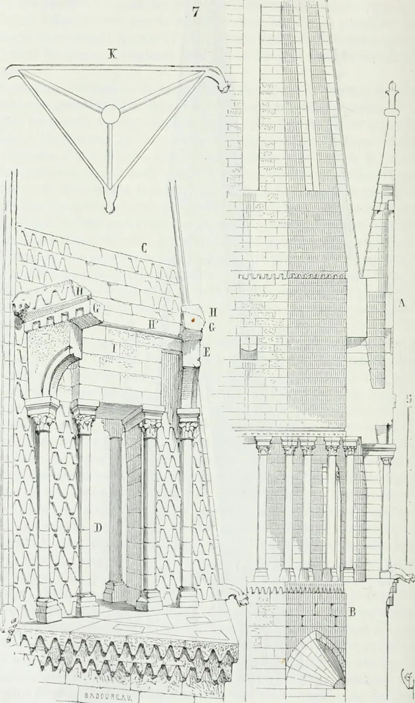 An illustration from Dictionnaire raisonné de l'architecture française du XIe au XVIe siècle, 1875, leaf 447