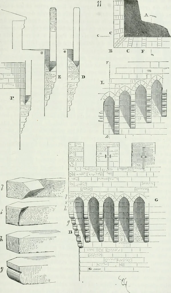 An illustration from Dictionnaire raisonné de l'architecture française du XIe au XVIe siècle, 1875, leaf 218