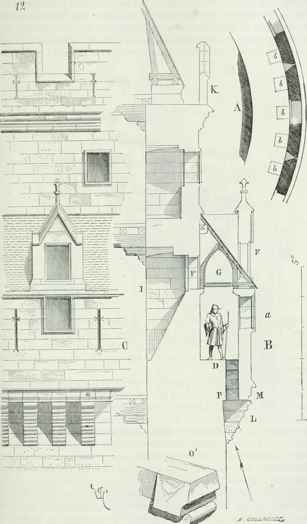 An illustration from Dictionnaire raisonné de l'architecture française du XIe au XVIe siècle, 1875, leaf 220