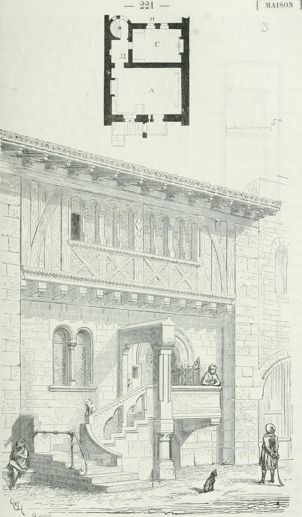 An illustration from Dictionnaire raisonné de l'architecture française du XIe au XVIe siècle, 1875, leaf 230