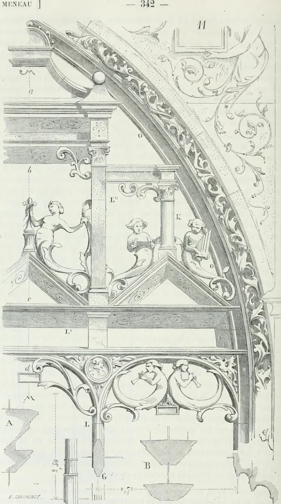 An illustration from Dictionnaire raisonné de l'architecture française du XIe au XVIe siècle, 1875, leaf 351