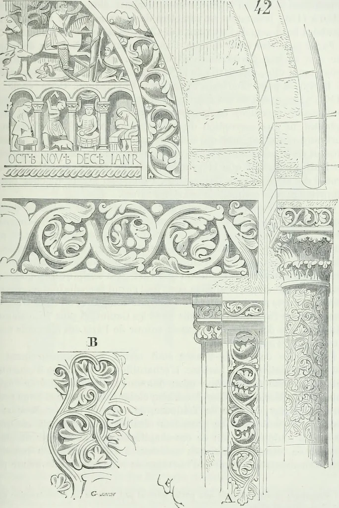 An illustration from Dictionnaire raisonné de l'architecture française du XIe au XVIe siècle, 1875, leaf 214