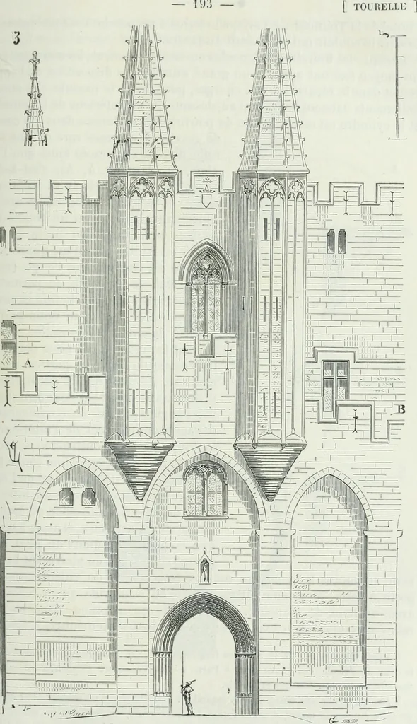 An illustration from Dictionnaire raisonné de l'architecture française du XIe au XVIe siècle, 1875, leaf 202