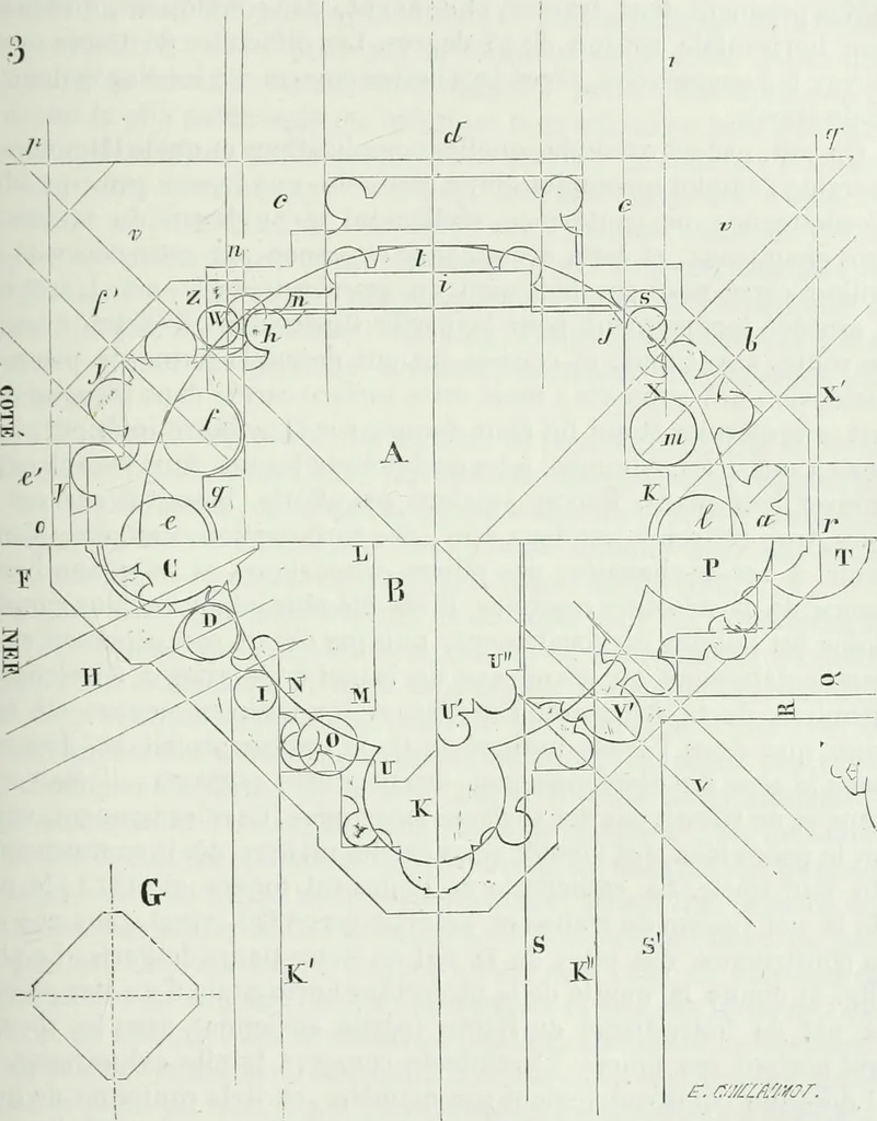 An illustration from Dictionnaire raisonné de l'architecture française du XIe au XVIe siècle, 1875, leaf 216