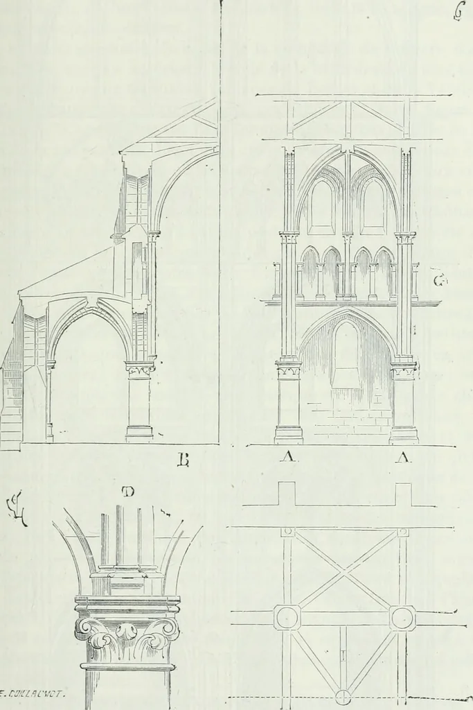 An illustration from Dictionnaire raisonné de l'architecture française du XIe au XVIe siècle, 1875, leaf 260