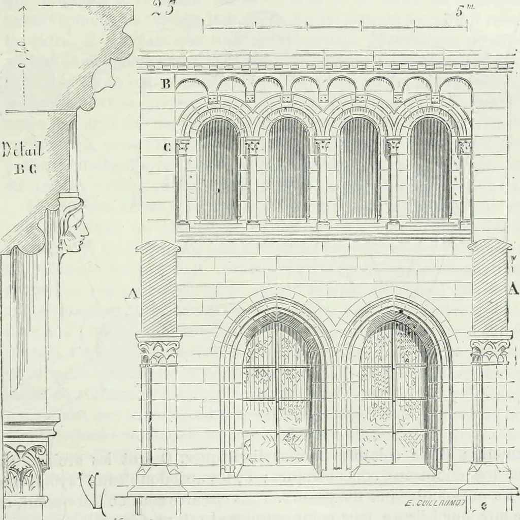 An illustration from Dictionnaire raisonné de l'architecture française du XIe au XVIe siècle, 1875, leaf 520