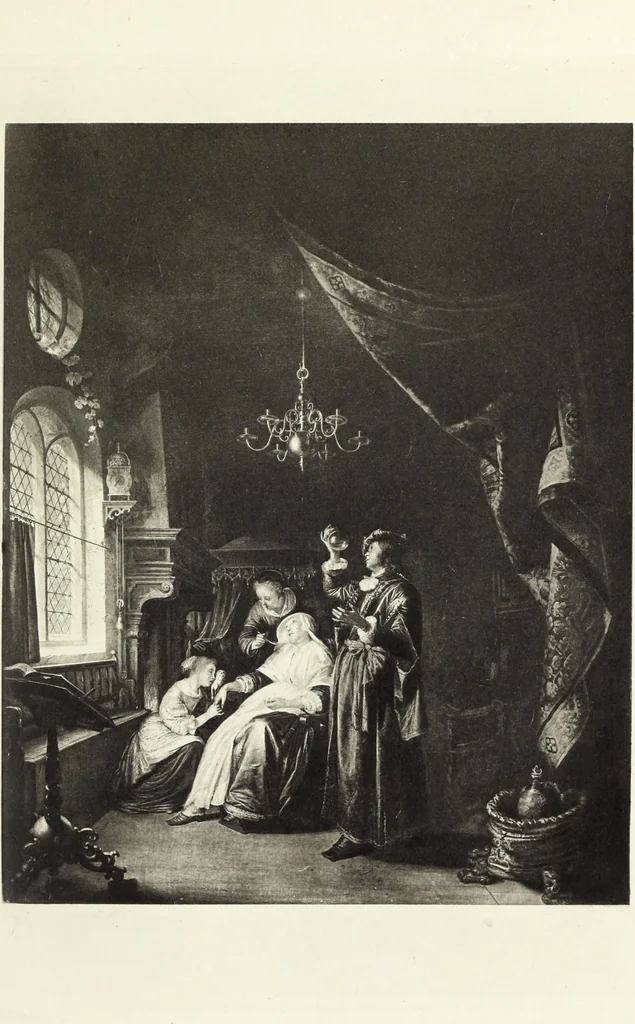 An illustration from A catalogue raisonné of the works of the most eminent Dutch, Flemish, and French painters; in which is included a short biographical notice of the artists, with a copious description of their principal pictures; a statement of the prices at which such pictures have been sold at public sales on the continent and in England; a reference to the galleries and private collections, in which a large portion are at present; and the names of the artists by whom they have been engraved; to which is added, a brief notice of the scholars & imitators of the great masters of the above schools:, 1829, leaf 74