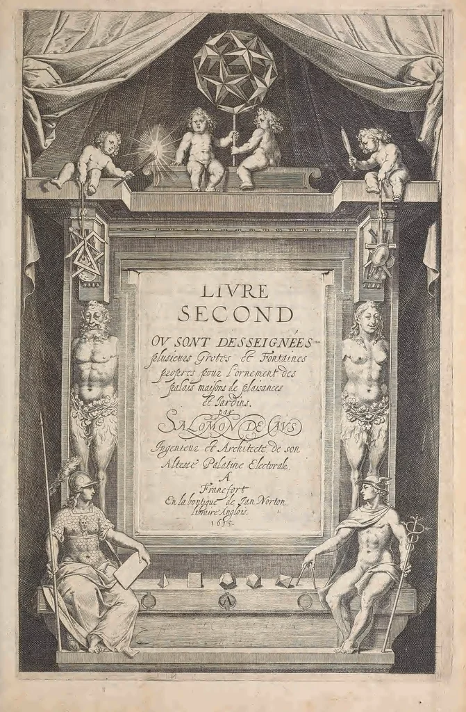 An illustration from Les raisons des forces mouuantes auec diuerses machines tant vtilles que plaisantes : aus quelles sont adioints plusieurs desseings de grotes et fontaines, 1615, leaf 112