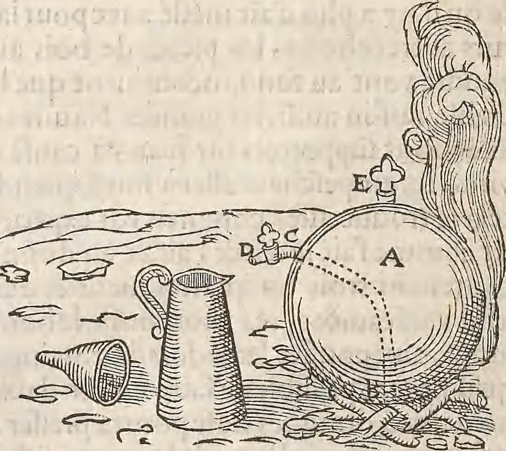 An illustration from Les raisons des forces mouuantes auec diuerses machines tant vtilles que plaisantes : aus quelles sont adioints plusieurs desseings de grotes et fontaines, 1615, leaf 19