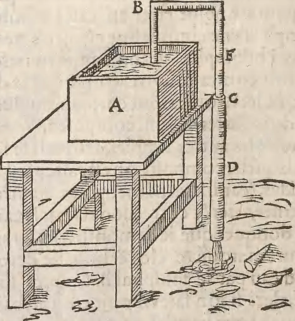 An illustration from Les raisons des forces mouuantes auec diuerses machines tant vtilles que plaisantes : aus quelles sont adioints plusieurs desseings de grotes et fontaines, 1615, leaf 21