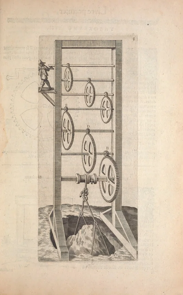 An illustration from Les raisons des forces mouuantes auec diuerses machines tant vtilles que plaisantes : aus quelles sont adioints plusieurs desseings de grotes et fontaines, 1615, leaf 30