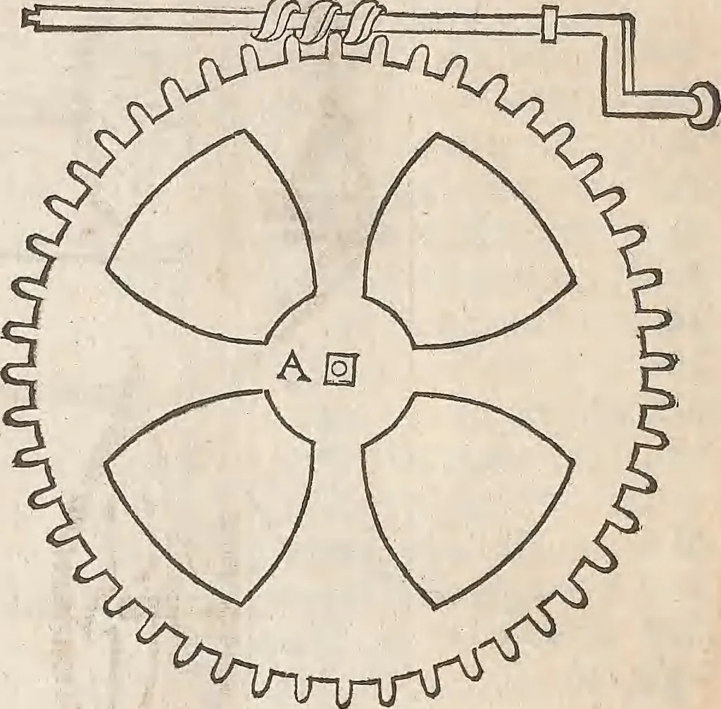 An illustration from Les raisons des forces mouuantes auec diuerses machines tant vtilles que plaisantes : aus quelles sont adioints plusieurs desseings de grotes et fontaines, 1615, leaf 31