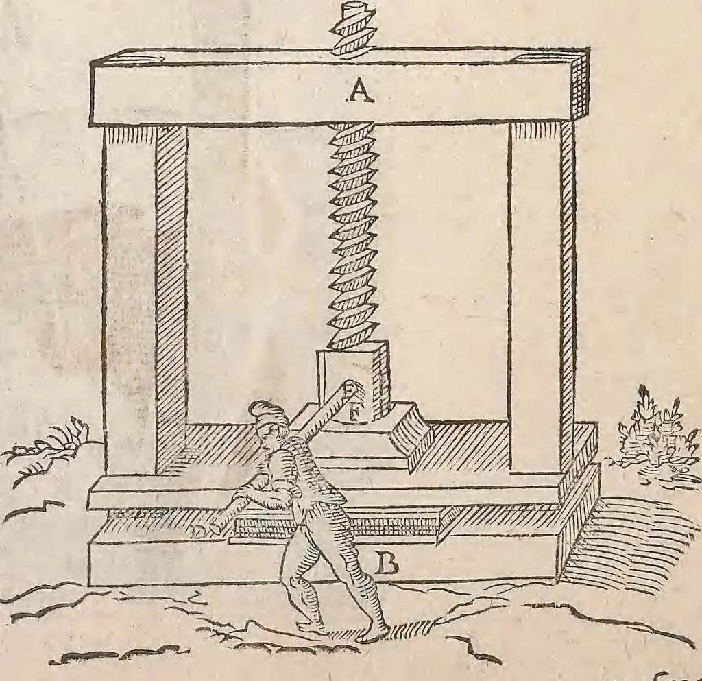 An illustration from Les raisons des forces mouuantes auec diuerses machines tant vtilles que plaisantes : aus quelles sont adioints plusieurs desseings de grotes et fontaines, 1615, leaf 31