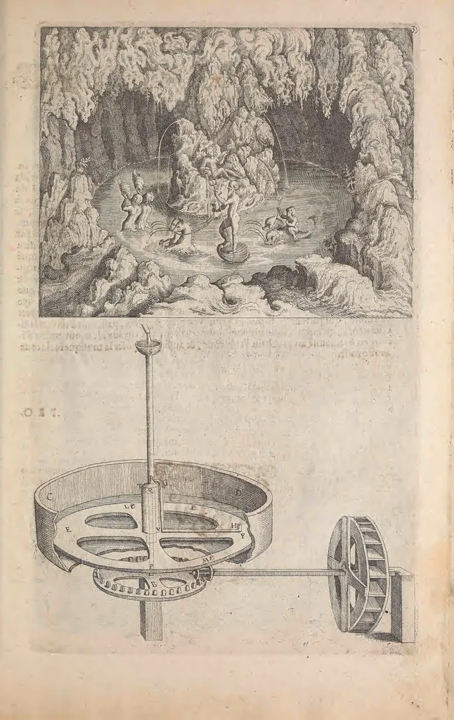 An illustration from Les raisons des forces mouuantes auec diuerses machines tant vtilles que plaisantes : aus quelles sont adioints plusieurs desseings de grotes et fontaines, 1615, leaf 88